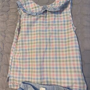 Plaid Sleeveless Kids Top with Shorts